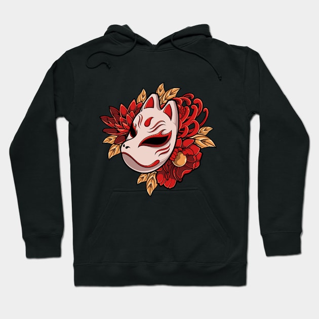 JAPANESE KITSUNE MASK ILLUSTRATION Hoodie by masrxyan